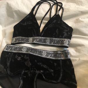 PINK velvet matching bralette and boy short